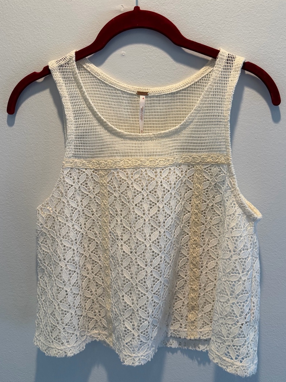 Free People Ivory Open-Weave Knit Top - XS